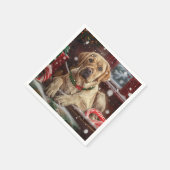 ラブラドールドッグクリスマスフェスティバル スタンダードカクテルナプキン (角)