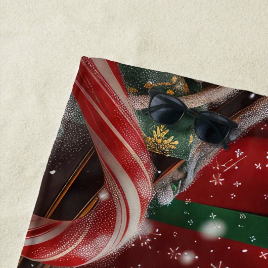 ラブラドールドッグクリスマスフェスティバル ビーチタオル (インサイチュ)