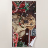 ラブラドールドッグクリスマスフェスティバル ビーチタオル (正面)
