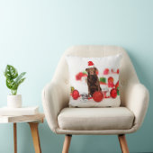 ラブラドールドッグクリスマスwギフトサンタハットピロー クッション (椅子)