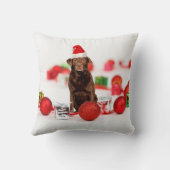 ラブラドールドッグクリスマスwギフトサンタハットピロー クッション (裏面)