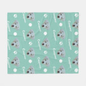 ラブラドールドッググリーン名前をカスタムする フリースブランケット (正面(横))