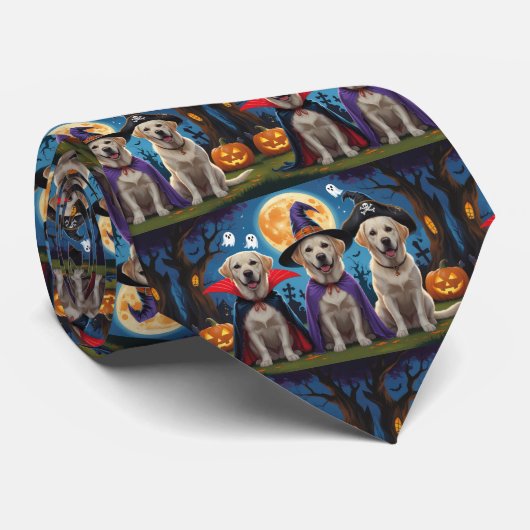 ラブラドールドッグズパンプキンハロウィンおもしろい ネクタイ (ロール)