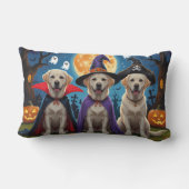 ラブラドールドッグズパンプキンハロウィンおもしろい ランバークッション (裏面)