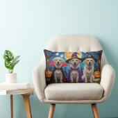 ラブラドールドッグズパンプキンハロウィンおもしろい ランバークッション (椅子)