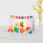 ラブラドールドッグハッピーバースデーグリーティングカード カード (黄色い花)