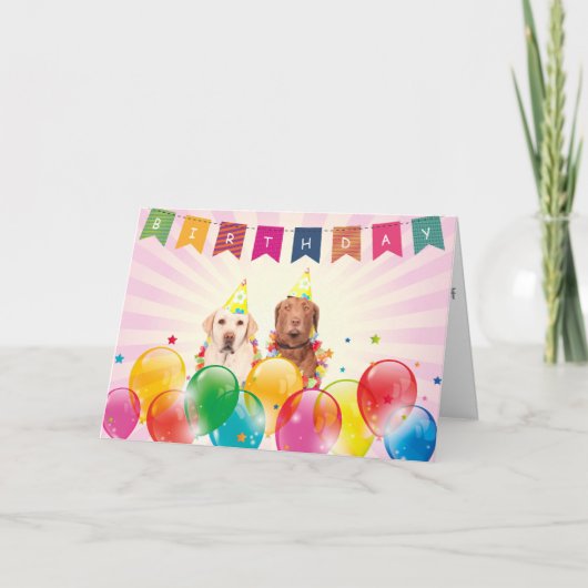 ラブラドールドッグハッピーバースデーグリーティングカード カード (正面)