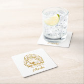 ラブラドールドッグハパーソナライズされたンドスケッチ スクエアペーパーコースター (インサイチュ)