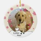ラブラドールドッグハパーソナライズされたンドスケッチ セラミックオーナメント (裏面)