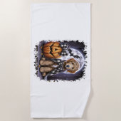 ラブラドールドッグハロウィーンスクエア ビーチタオル (正面)