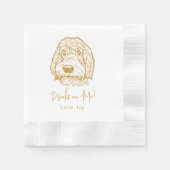 ラブラドールドッグハンドスケッチ パーソナライズされた 縁ありカクテルナプキン (正面)