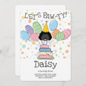 ラブラドールドッグバースデーパーティーの招待 招待状 (正面/裏面)