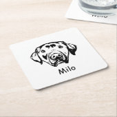 ラブラドールドッグパーソナライズされたハンドスケッチ スクエアペーパーコースター (アングル)
