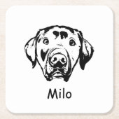 ラブラドールドッグパーソナライズされたハンドスケッチ スクエアペーパーコースター (正面)