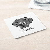 ラブラドールドッグパーソナライズされたハンドスケッチ スクエアペーパーコースター (アングル)