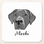 ラブラドールドッグパーソナライズされたハンドスケッチ スクエアペーパーコースター (正面)