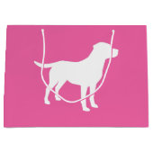 ラブラドールドッグベイビーシャワーガールラボピンク ラージペーパーバッグ (正面)