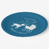 ラブラドールドッグベイビーシャワーブルーボーイラボ ペーパープレート (アングル)