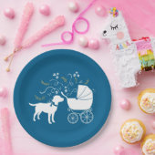 ラブラドールドッグベイビーシャワーブルーボーイラボ ペーパープレート (パーティー)