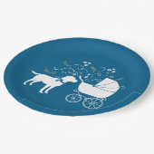 ラブラドールドッグベイビーシャワーブルーボーイラボ ペーパープレート (アングル)