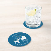ラブラドールドッグベイビーシャワーブルーボーイラボ ラウンドペーパーコースター (インサイチュ)