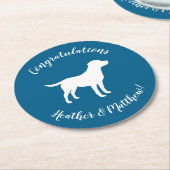 ラブラドールドッグベイビーシャワーブルーボーイラボ ラウンドペーパーコースター (アングル)