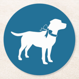 ラブラドールドッグベイビーシャワーブルーボーイラボ ラウンドペーパーコースター