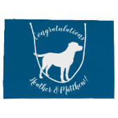 ラブラドールドッグベイビーシャワーブルーボーイラボ ラージペーパーバッグ (裏面)