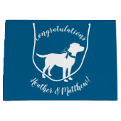 ラブラドールドッグベイビーシャワーブルーボーイラボ ラージペーパーバッグ (正面)