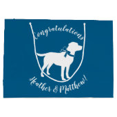 ラブラドールドッグベイビーシャワーブルーボーイラボ ラージペーパーバッグ (裏面)