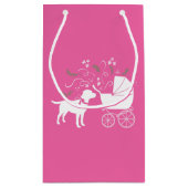 ラブラドールドッグベビーシャワーピンクの女の子ラボ スモールペーパーバッグ (裏面)