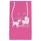 ラブラドールドッグベビーシャワーピンクの女の子ラボ スモールペーパーバッグ (正面)