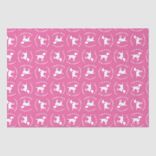 ラブラドールドッグベビーシャワーピンクの女の子ラボ 薄葉紙 (正面)