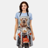 ラブラドールドッグライディングオートバイクリスマス エプロン (着用した状態)