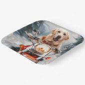 ラブラドールドッグライディングオートバイクリスマス ペーパープレート (傾斜あり)