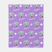 ラブラドールドッグラベンダー名前をカスタムする フリースブランケット (正面)