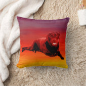 ラブラドールドッグ座ってビーチ クッション (ブランケット)