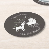 ラブラドールドッグ赤ちゃんシャワーラボグレ男女兼用イ ラウンドペーパーコースター (アングル)