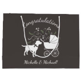 ラブラドールドッグ赤ちゃんシャワーラボグレ男女兼用イ ラージペーパーバッグ (裏面)