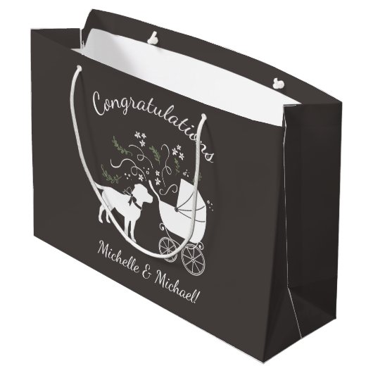 ラブラドールドッグ赤ちゃんシャワーラボグレ男女兼用イ ラージペーパーバッグ (裏面アングル)