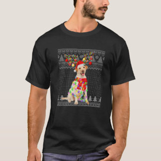 ラブラドールドッグ醜いクリスマスライトセーターおもしろいM Tシャツ