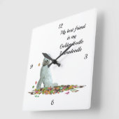 ラブラドールドッグ離れイン引用文ウォールクロック スクエア壁時計 (傾斜)