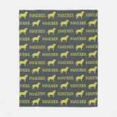 ラブラドールドッグ、ダークグレー名前をカスタムするリピート フリースブランケット (正面)