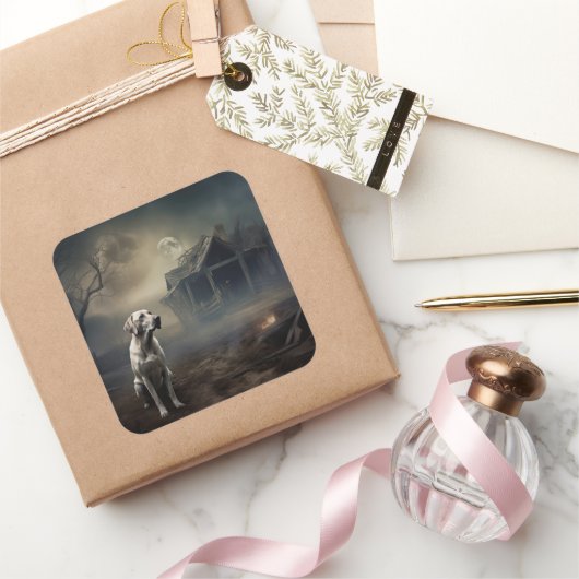 ラブラドールハロウィンホラー スクエアシール (ギフト)