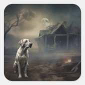 ラブラドールハロウィンホラー スクエアシール (正面)