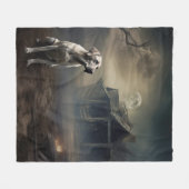 ラブラドールハロウィンホラー フリースブランケット (正面(横))