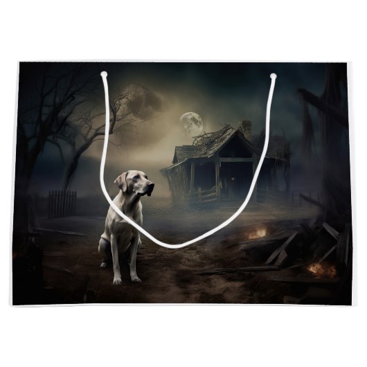 ラブラドールハロウィンホラー ラージペーパーバッグ (正面)