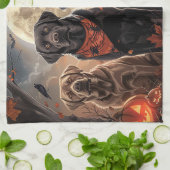 ラブラドールハロウィン不気味 キッチンタオル (折り畳み)