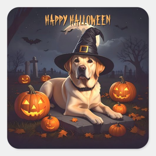 ラブラドールハロウィーン スクエアシール (正面)