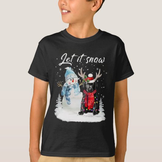 ラブラドールパップサンタドッグクリスマス雪だるまクリスマスパハ Tシャツ (正面)